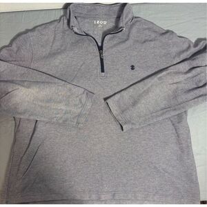 IZOD Sweatshirt Mens 2XL XXL Gray 1/4 Zip Pullover Fleece Golf Stand Collar